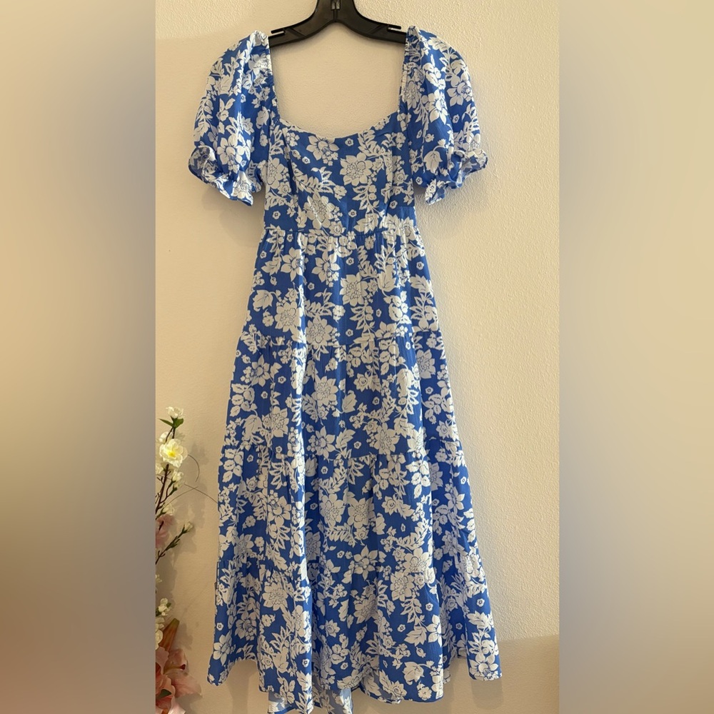 CRYSTAL DOLL Blue and White Floral  Dress SIZE XS